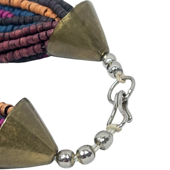 VTG Multi Strand Seed Beaded Multi Colored Boho Necklace - Picture 7 of 15